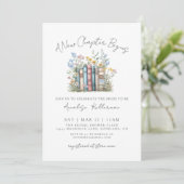 Book New Chapter Floral Bridal Shower Invitation Einladung (Stehend Vorderseite)