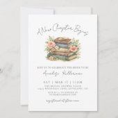 Book New Chapter Floral Bridal Shower Invitation Einladung (Vorderseite)