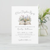Book New Chapter Wildflower Bridal Shower Einladung (Stehend Vorderseite)