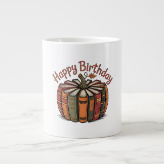 Book Pumpkin Happy Birthday Jumbo-Tasse