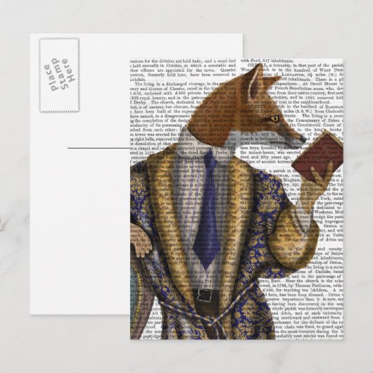Book Reader Fox Postkarte (Vorne/Hinten)