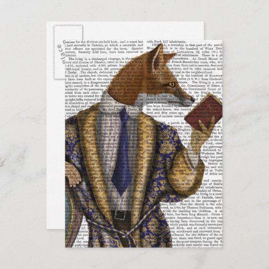 Book Reader Fox Postkarte (Vorne/Hinten)