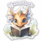*~* Book Reading Baby Dragon AP88 I DEVOUR Aufkleber (Vorderseite)