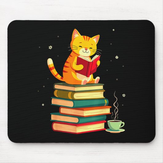 Book Reading Cat Fall Christmas For Men Women Kids Mousepad (Vorne)