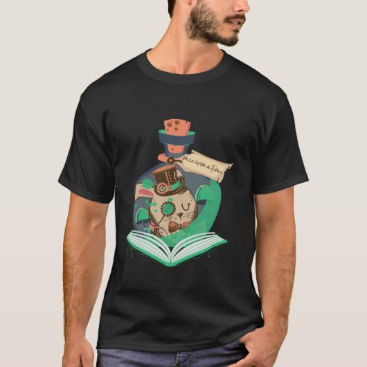 Book Reading Graphic Magic Rabbit Steampunk Magica T-Shirt (Vorderseite)