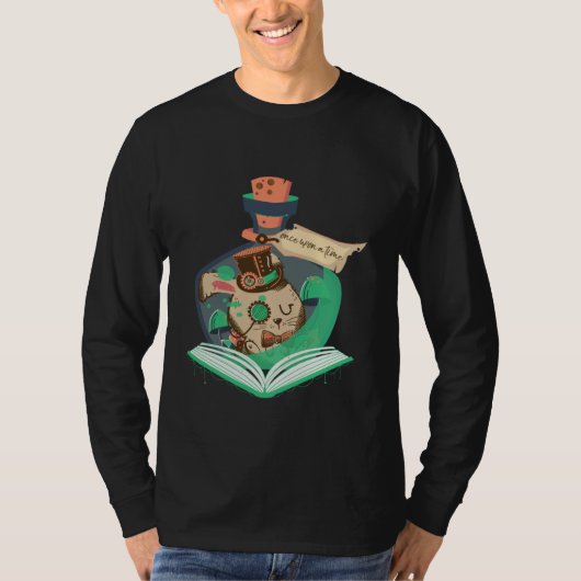 Book Reading Graphic Magic Rabbit Steampunk Magica T-Shirt (Vorderseite)