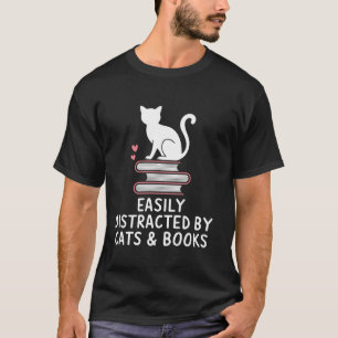 Book Reading Novelty Funny Cats Books Lover T-Shirt
