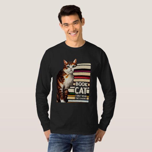 Book Reading Studying Cat Reader Kitten T-Shirt (Vorne ganz)