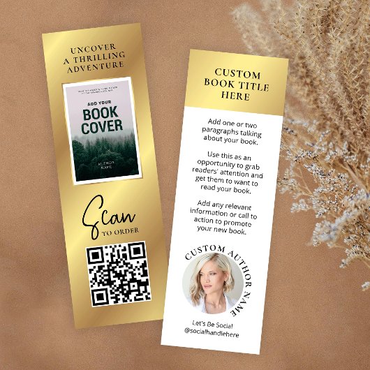 Book Release Author Foto Mini Gold Lesezeichen Car Mini Visitenkarte