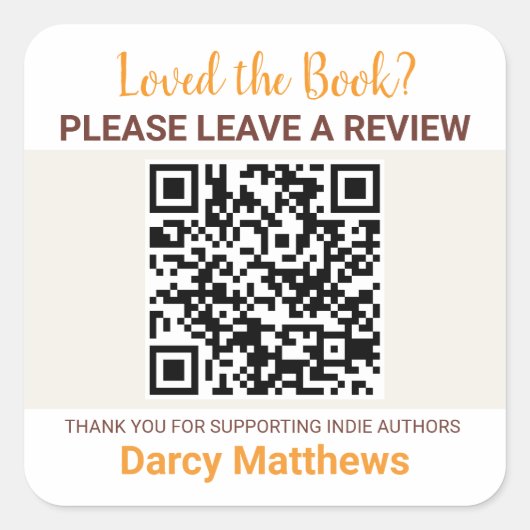 Book Review Request QR Code Indie Authors Minimal  Quadratischer Aufkleber (Vorderseite)