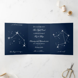 Book Romantacy Wedding Invite - Aries/Libra Dreifach Gefaltete Einladung