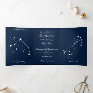 Book Romantacy Wedding Invite - Aries/Scorpio Dreifach Gefaltete Einladung