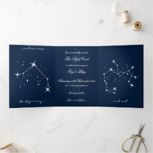 Book Romantacy Wedding Invite - Aries/Sgr Dreifach Gefaltete Einladung