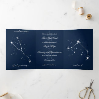 Book Romantacy Wedding Invite - Taurus/Aries Dreifach Gefaltete Einladung