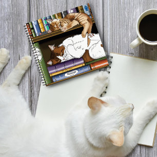 Book Shelf Cats Notizblock
