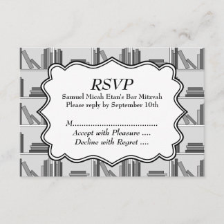 Book Shelf Design Bar Mitzvah RSVP Karte