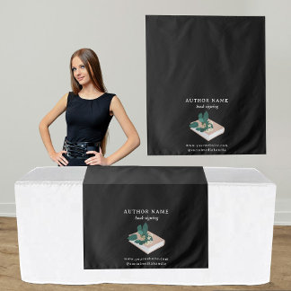 Book Signing Author Table Runner Banner Black Wandteppich