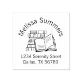 Book Stack und Open Book Address-Buchzeichen Gummistempel (Prägung)