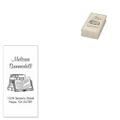 Book Stack und Open Book Address-Buchzeichen Gummistempel (Stempel)