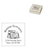 Book Stack und Open Book Address-Buchzeichen Gummistempel (Stempel)