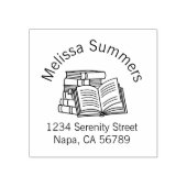 Book Stack und Open Book Address-Buchzeichen Gummistempel (Prägung)