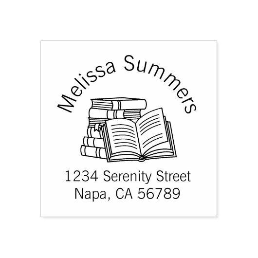 Book Stack und Open Book Address-Buchzeichen Gummistempel (Prägung)
