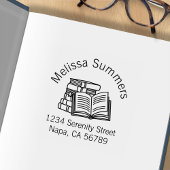 Book Stack und Open Book Address-Buchzeichen Gummistempel