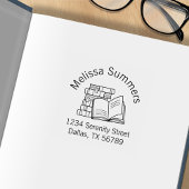 Book Stack und Open Book Address-Buchzeichen Gummistempel