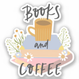 Book Sticker, Books and Coffee, Geschenkidee Aufkleber