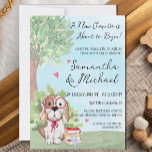 Book Theme Baby Shower Einladung<br><div class="desc">Eine bezaubernde Aquarellbrunnen-Babydusche-Einladung,  die mit einer Illustration eines niedlichen Hundes mit Brillen geschmückt ist. Personalisieren Sie den Text einfach mit wenigen Klicks.</div>