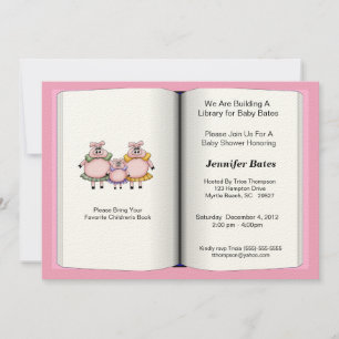 Book Theme Baby Shower Invitation (Mädchen) Einladung
