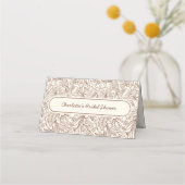 Book Theme Floral Brown Bridal Shower Platzkarte (Rückseite)