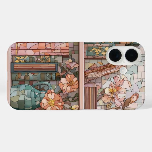 Book Theme Stained Glass Phone Case (Rückseite (Horizontal))