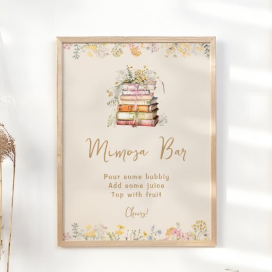 Book Theme Wildblumen Brautparty Mimosa Bar Poster
