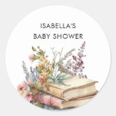 Book Themed Baby Dusche Gefallen Runder Aufkleber (Vorderseite)