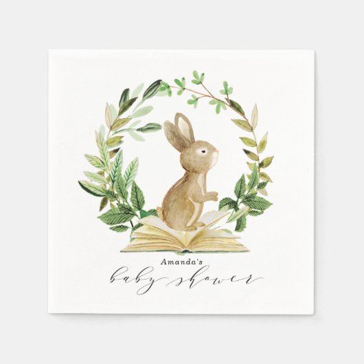 Book Themed Baby Shower Napkins Frühjahrsdusche Serviette (Vorderseite)