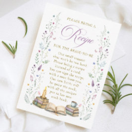 Book themed Bridal Shower Recipe Request Begleitkarte