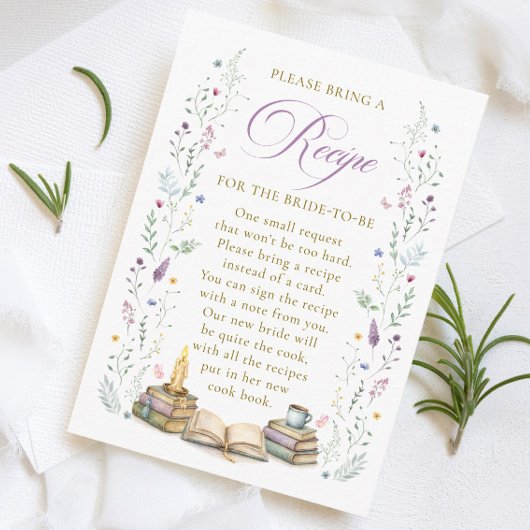 Book themed Bridal Shower Recipe Request Begleitkarte
