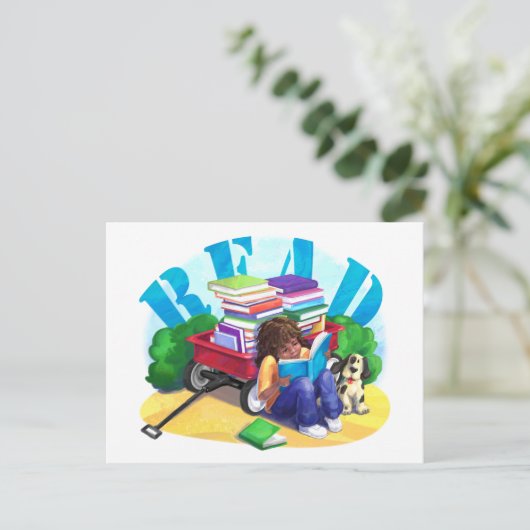 Book Wagon READ Postkarte (Stehend Vorderseite)