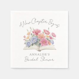Book Watercolor Floral Bridal Shower Serviette