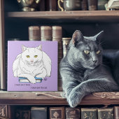 Book White Cat Lila Funny Fliese