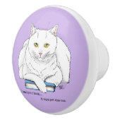 Book White Cat Lila Funny Keramikknauf (Rechts)
