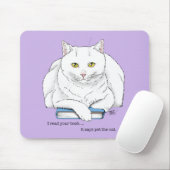 Book White Cat Lila Funny Mousepad (Mit Mouse)