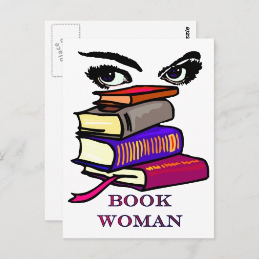 Book Woman Postcard Postkarte (Vorne/Hinten)