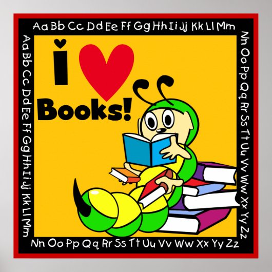 Book Worm I Liebe Books Poster (Vorne)