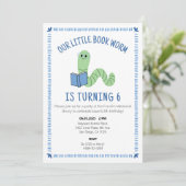 Book Worm Reading Lover Birthday Party Invite Einladung (Stehend Vorderseite)