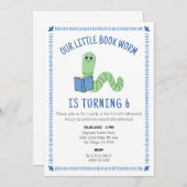 Book Worm Reading Lover Birthday Party Invite Einladung (Vorne/Hinten)