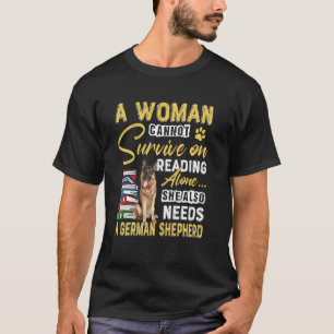 Bookaholic Lady Niedlich German Shepherd Mama Book T-Shirt