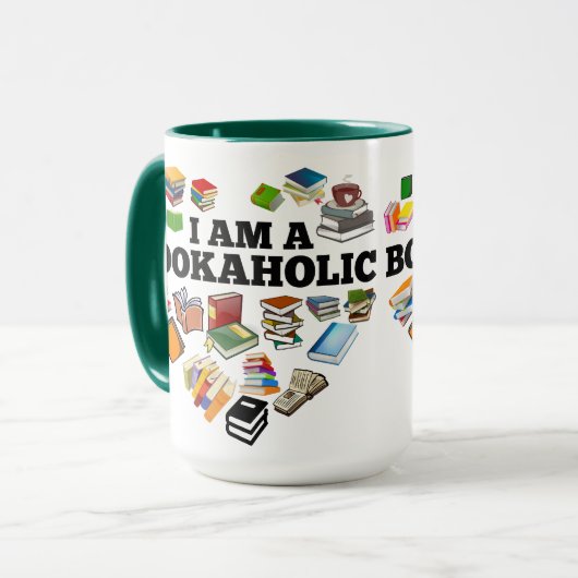 Bookaholische Tasse (Vorderseite Links)