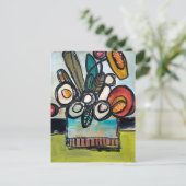 Bookay - handgemalt mit Blumen Postkarte (Stehend Vorderseite)